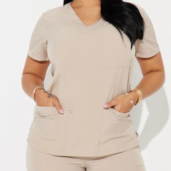 Working Overtime Jogger 4FLEX Uniform Scrub Set - Khaki - Picture 1 of 3